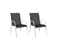 Chaises empilables de jardin lot de 2 Acier et textilène Noir