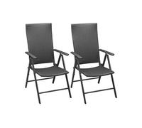 vidaXL Chaises empilables de jardin 2 pcs Résine tressée Noir