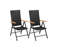 Chaises pliantes empilables, lot de 2, en rotin synthétique noir vidaXL