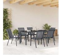 Chaises empilables de jardin - lot de 6 - Gris Tissu textilène C2463