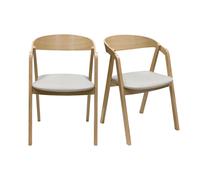 Chaises scandinaves empilables en bois clair chêne et tissu beige (lot de 2) LOVA