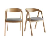 Miliboo - Chaises scandinaves empilables en bois clair chêne et tissu gris (lot de 2) LOVA