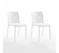 Chaises empilables en polypropylène avec fibre de verre pour intérieur, cuisine ou salle à manger, extérieur et jardin, bar et restaurant, design - Dafne (2 chaises, Blanc)