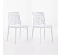 Chaises empilables - Lisa - Polypropylène renforcé - Usage intérieur et extérieur - Lot de 2 - Blanc