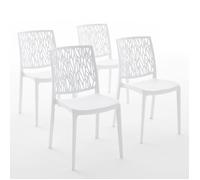 Chaises empilables - Lisa - Polypropylène renforcé - Usage intérieur et extérieur - Lot de 4 - Blanc