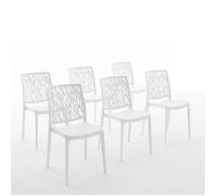 Chaises empilables - Lisa - Polypropylène renforcé - Usage intérieur et extérieur - Lot de 6 - Blanc