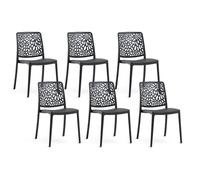 Chaises empilables - SOLE - Lot de 6 - Polypropylène renforcé - Dossier ajouré - Résistantes aux intempéries