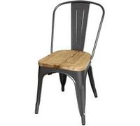 Chaises en Acier avec Assise en Bois Gris Métallisé x 4
