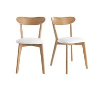 Chaises vintage en bois clair chêne et blanc (lot de 2) DOVE