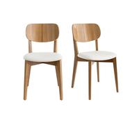 Chaises vintage en bois clair chêne et blanc (lot de 2) LUCIA