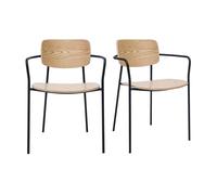 Chaises en bois clair chêne et métal noir (lot de 2) SUSAN