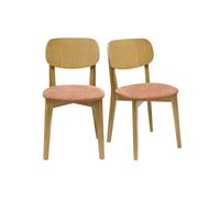 Chaises en bois clair chêne et tissu effet velours terracotta (lot de 2) lucia