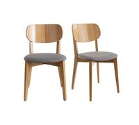 Chaises en bois clair chêne et tissu gris clair (lot de 2) lucia