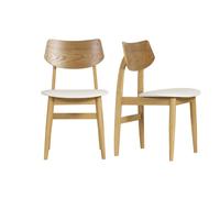 Chaises en bois clair et blanc (lot de 2) elion