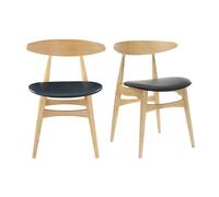 Chaises scandinaves en bois clair et noir (lot de 2) WALFORD