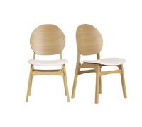 Chaises scandinaves en bois clair et tissu effet laine bouclée blanc (lot de 2) ELTON
