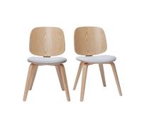 Chaises scandinaves en bois clair et tissu gris clair (lot de 2) BECK