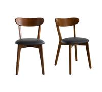 Miliboo - Chaises vintage en bois foncé et noir (lot de 2) DOVE