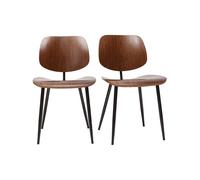 Chaises en bois foncé noyer et métal noir (lot de 2) tobias