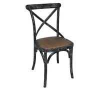 Chaises en bois noir patiné avec dossier croisé Bolero - x 2