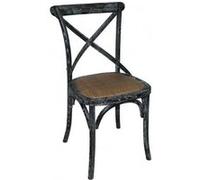 Chaises en bois noir patiné avec dossier croisé Bolero - x 2