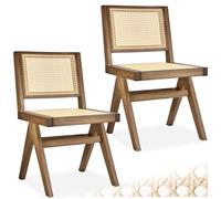 Chaises en bois - TECTAKE - Lot de 2 fauteuils LISSY avec cannage viennois en bois design boho 48,5 x 53,5 x 83 cm - Chêne clair