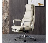 Chaises en cuir, chaise patron, chaise de bureau, chaise d'ordinateur inclinable, chaise de bureau à dossier haut, coussin de ressort en latex (couleur : cuir de vache-noir)