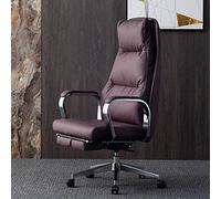 Chaises en cuir, chaise patron, chaise de bureau, chaise d'ordinateur inclinable, chaise de bureau à dossier haut, coussin de ressort en latex (couleur : cuir de vache-noir)
