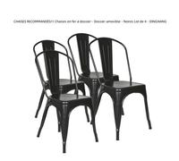 Chaises en fer à dossier - Lot de 4 - Noir - DINGXIANG