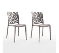 Chaises en polypropylène avec fibre de verre empilables pour intérieur, cuisine ou salle à manger, pour extérieur et jardin, chaises de bar et de restaurant, de design - Dafne (2 chaises, tourterelle)