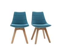 Chaises scandinaves en tissu bleu canard et bois clair (lot de 2) MATILDE