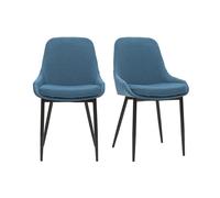 Chaises design en tissu bleu canard et métal noir (lot de 2) HOLO