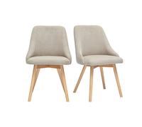 Chaises en tissu chenille beige et bois clair (lot de 2) hasta