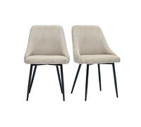 Chaises en tissu chenille beige et métal noir (lot de 2) hasta