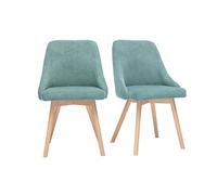 Chaises en tissu chenille vert céladon et bois clair (lot de 2) hasta