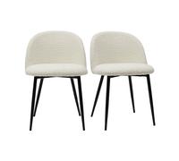Chaises en tissu effet laine bouclée blanc cassé et métal noir (lot de 2) CELESTE