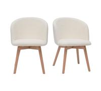 Chaises scandinaves en tissu effet laine bouclée blanc cassé et bois clair massif (lot de 2) VANITY