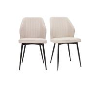 Chaises design en tissu effet velours beige et métal noir (lot de 2) FANETTE
