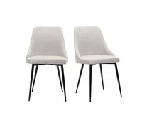 Chaises en tissu effet velours beige naturel et métal noir (lot de 2) cult