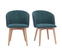 Chaises scandinaves en tissu effet velours bleu canard et bois clair massif (lot de 2) VANITY