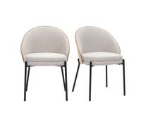 Chaises en tissu effet velours texturé beige, bois clair et métal (lot de 2) TUCSON