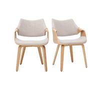 Chaises en tissu effet velours texturé beige et bois clair (lot de 2) SEVAN