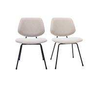 Chaises en tissu effet velours texturé beige et métal noir (lot de 2) barnet