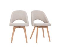 Chaises scandinaves en tissu effet velours texturé beige et bois clair (lot de 2) COSETTE