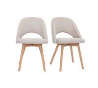 Miliboo - Chaises scandinaves en tissu effet velours texturé beige et bois clair (lot de 2) COSETTE