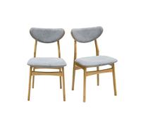 Chaises scandinaves en tissu effet velours texturé gris chiné et bois clair chêne massif (lot de 2) MAYA