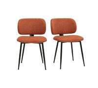 Chaises en tissu effet velours texturé terre brûlée et métal noir (lot de 2) ATRIUM