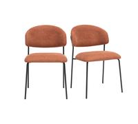 Chaises en tissu effet velours texturé terre brûlée et métal noir (lot de 2) BENTA