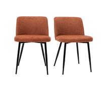 Chaises en tissu effet velours texturé terre brûlée et métal noir (lot de 2) MONTI