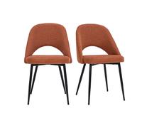 Chaises vintage en tissu effet velours texturé terre brûlée et métal noir (lot de 2) COSETTE